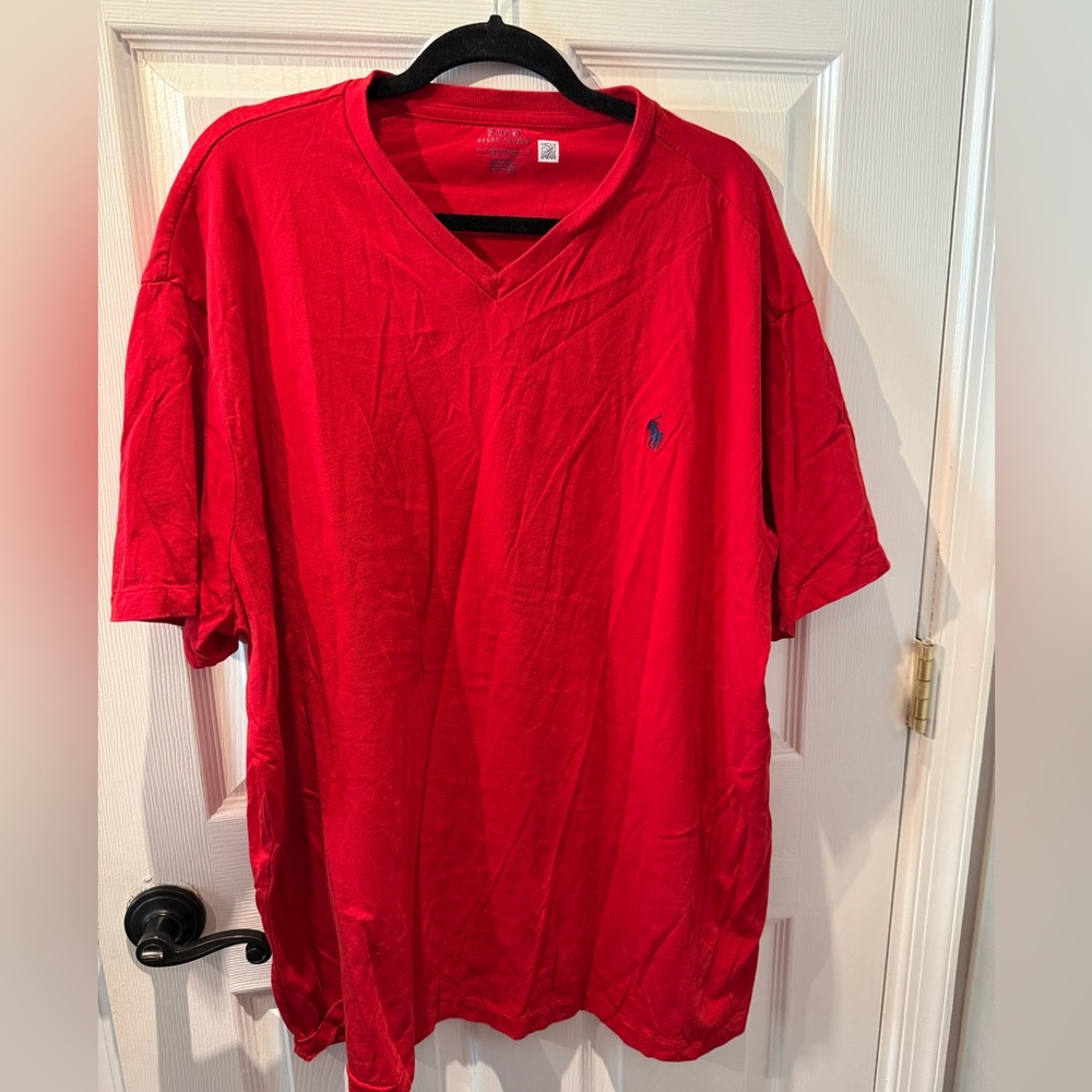 Polo by Ralph Lauren Red V-Neck Short Sleeve Shirt